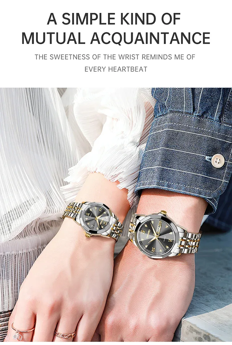 SKMEI Luxury Full Steel Watches Men Women Casual Time Date Quartz Wristwatch For Male Female Ladies Waterproof reloj hombre