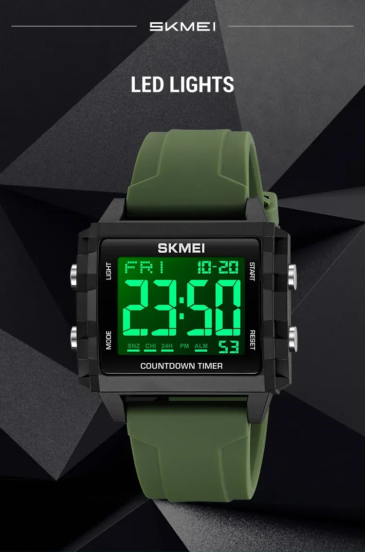 SKMEI Youth Cool Digital Sport Watches For Men Women Students 5Bar Waterproof Stopwatch Countdown Wristwatch Clock Reloj Hombre