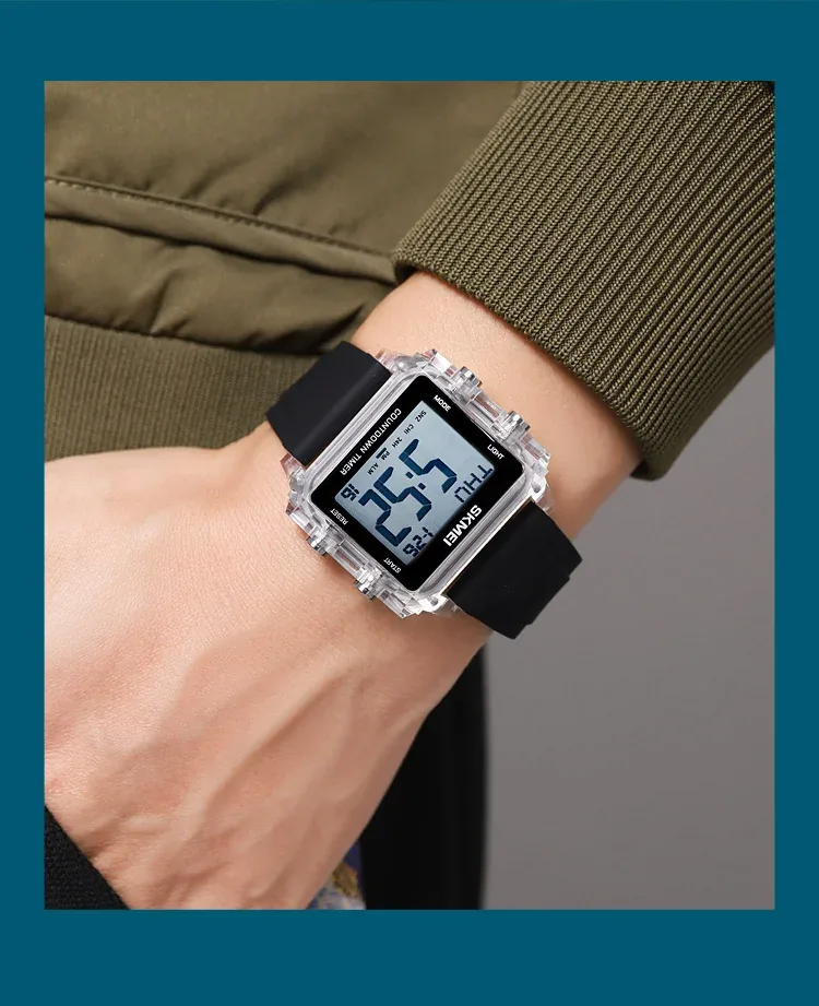SKMEI Youth Cool Digital Sport Watches For Men Women Students 5Bar Waterproof Stopwatch Countdown Wristwatch Clock Reloj Hombre