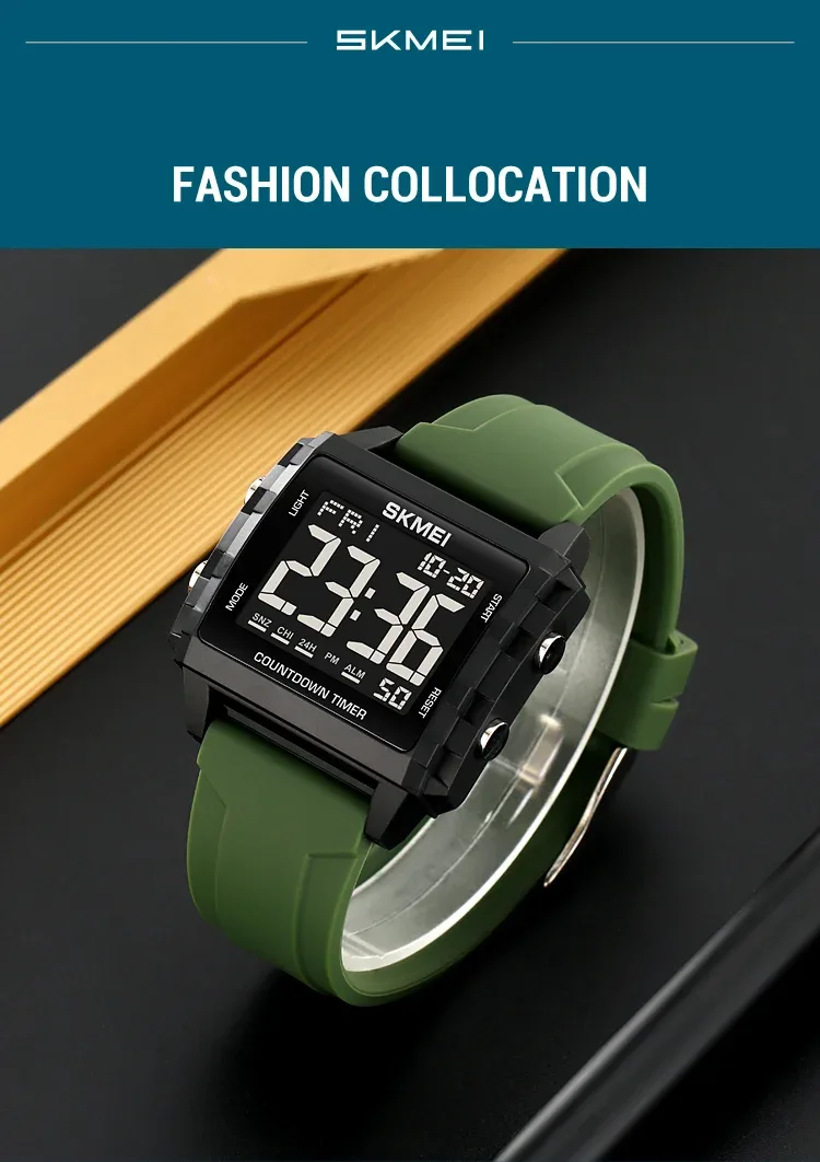 SKMEI Youth Cool Digital Sport Watches For Men Women Students 5Bar Waterproof Stopwatch Countdown Wristwatch Clock Reloj Hombre