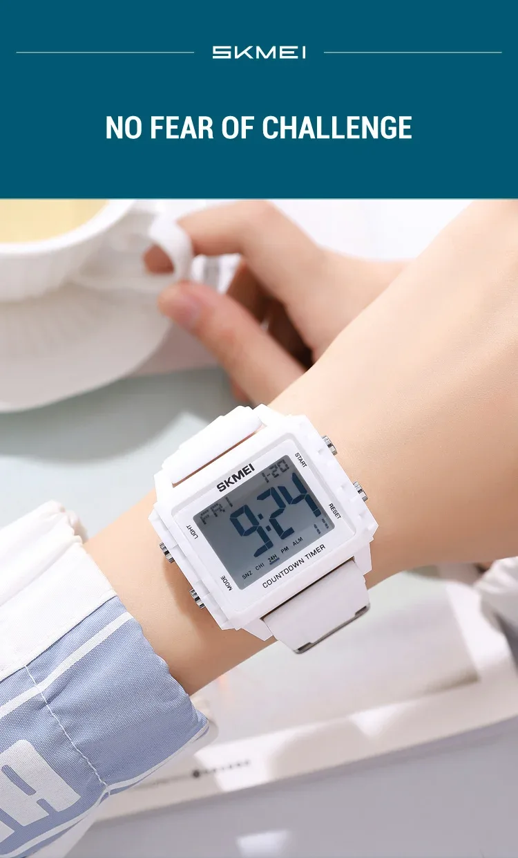 SKMEI Youth Cool Digital Sport Watches For Men Women Students 5Bar Waterproof Stopwatch Countdown Wristwatch Clock Reloj Hombre