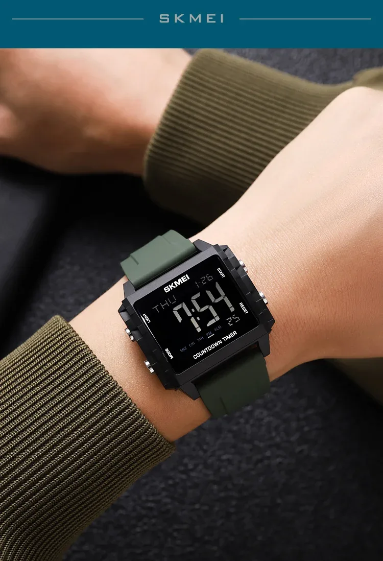 SKMEI Youth Cool Digital Sport Watches For Men Women Students 5Bar Waterproof Stopwatch Countdown Wristwatch Clock Reloj Hombre