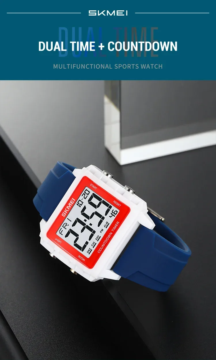 SKMEI Youth Cool Digital Sport Watches For Men Women Students 5Bar Waterproof Stopwatch Countdown Wristwatch Clock Reloj Hombre