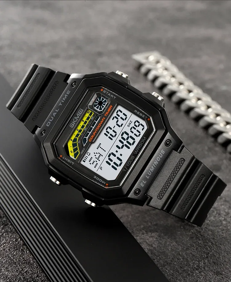 Skmei Men Military Countdown Chrono Stopwatch Wristwatch 5Bar Waterproof Alarm Clock Back Light Digital Sport Watch Reloj Hombre