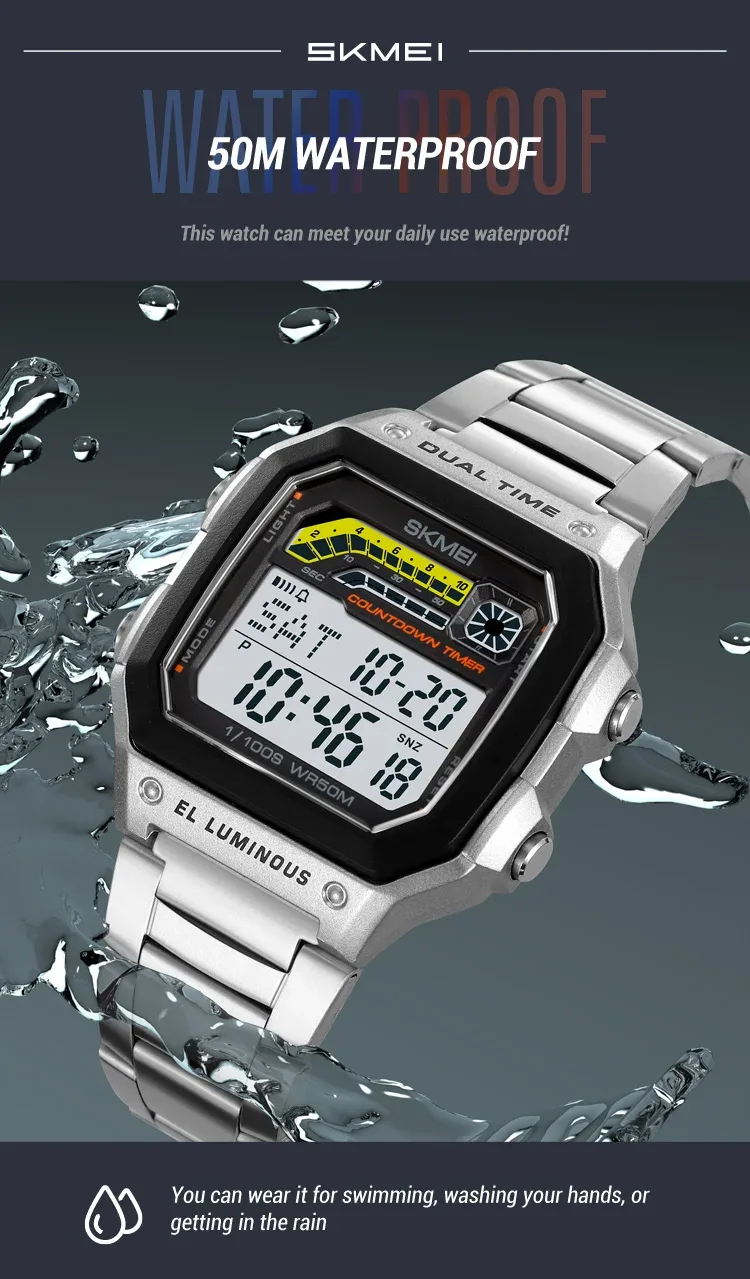 Skmei Men Military Countdown Chrono Stopwatch Wristwatch 5Bar Waterproof Alarm Clock Back Light Digital Sport Watch Reloj Hombre