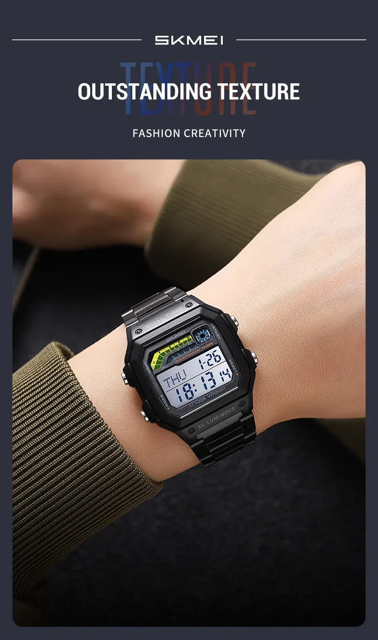 Skmei Men Military Countdown Chrono Stopwatch Wristwatch 5Bar Waterproof Alarm Clock Back Light Digital Sport Watch Reloj Hombre