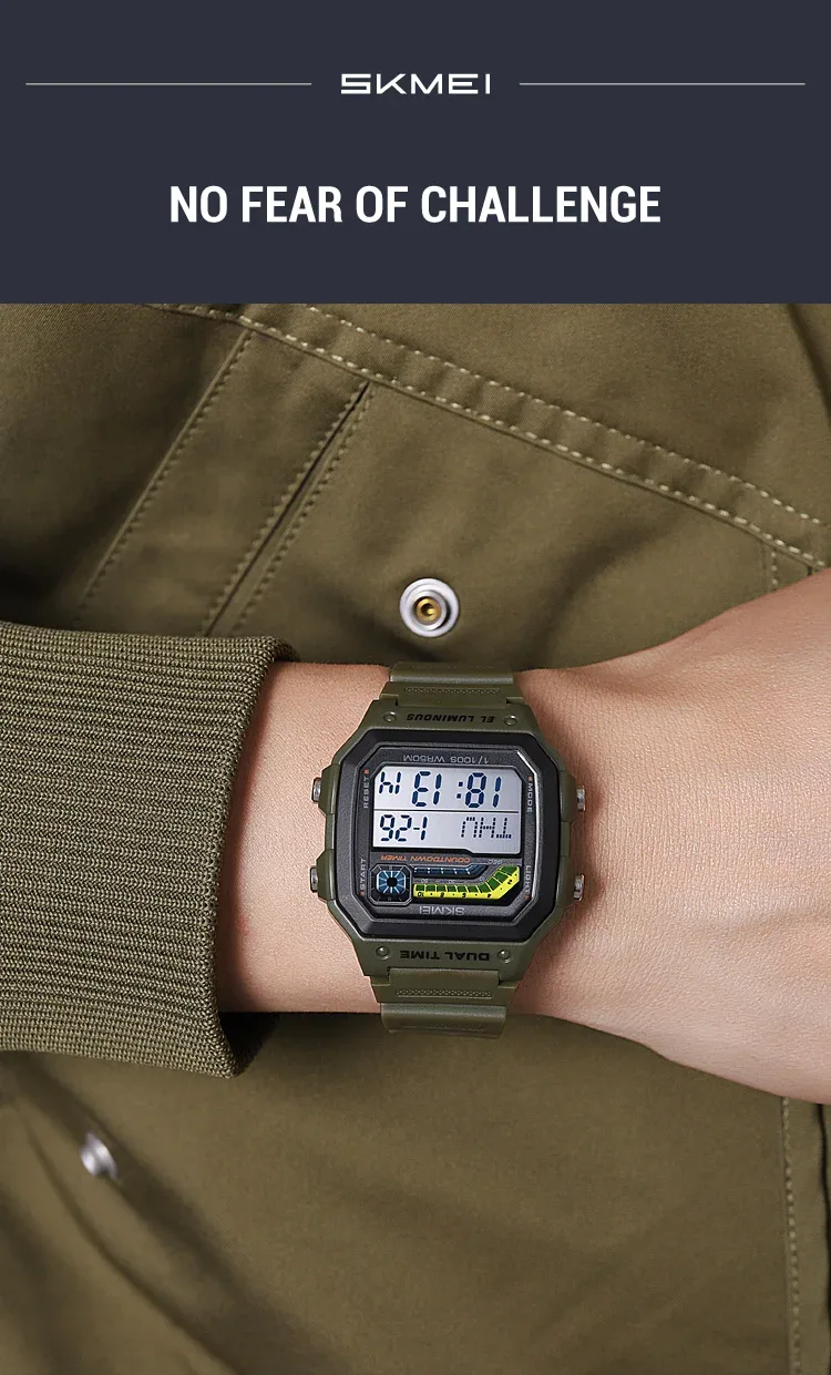 Skmei Men Military Countdown Chrono Stopwatch Wristwatch 5Bar Waterproof Alarm Clock Back Light Digital Sport Watch Reloj Hombre