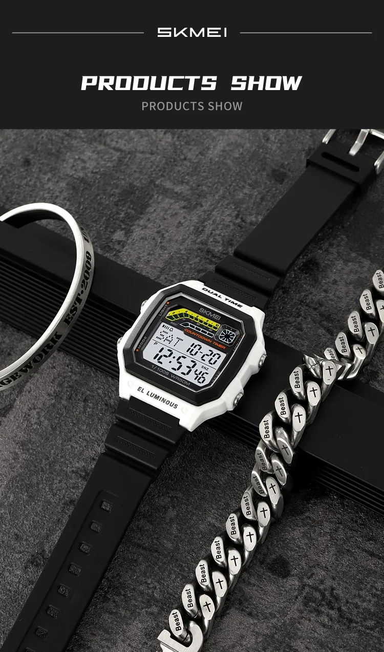 Skmei Men Military Countdown Chrono Stopwatch Wristwatch 5Bar Waterproof Alarm Clock Back Light Digital Sport Watch Reloj Hombre