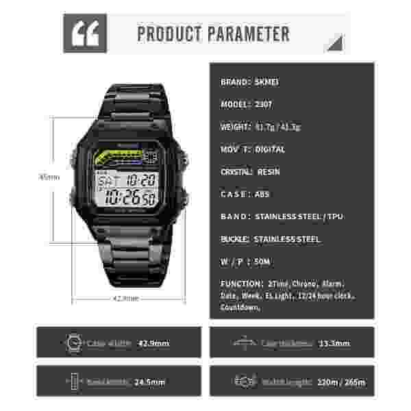 Skmei 2307 Multifunctional Digital Sport Watch for Men (50M Waterproof) - Image 6