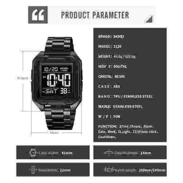 Skmei 2128 Dual Time Digital Sports Watch for Men with 50M Water Resistance - Image 6
