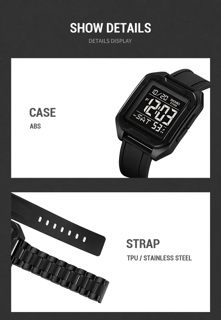 Skmei Military Stopwatch Wristwatch For Men Waterproof Alarm Clock Back Light Outdoor Digital Sport Student Watches Reloj Hombre