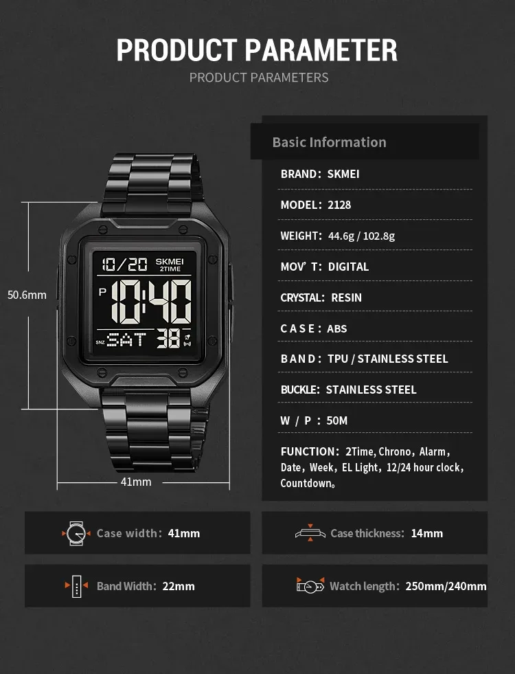 Skmei Military Stopwatch Wristwatch For Men Waterproof Alarm Clock Back Light Outdoor Digital Sport Student Watches Reloj Hombre