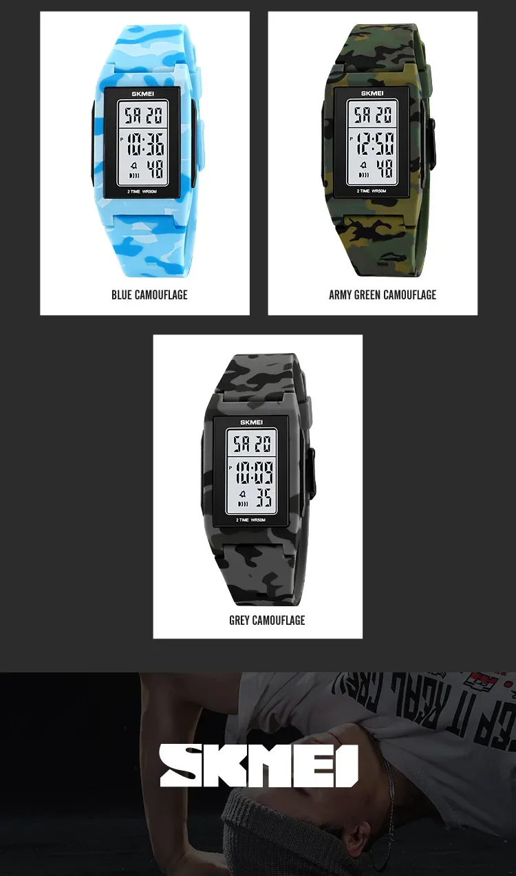 SKMEI Japan Digital Watches For Men Countdown Sport Watch Fashion Waterproof Students Wristwatch Back Light Display Reloj Hombre