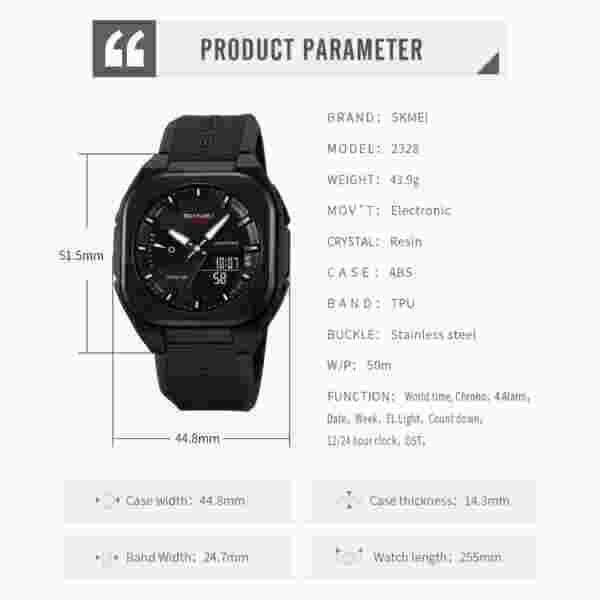 Skmei 2328 Digital Sport Watch for Men with World Time and 50M Water Resistance - Image 6