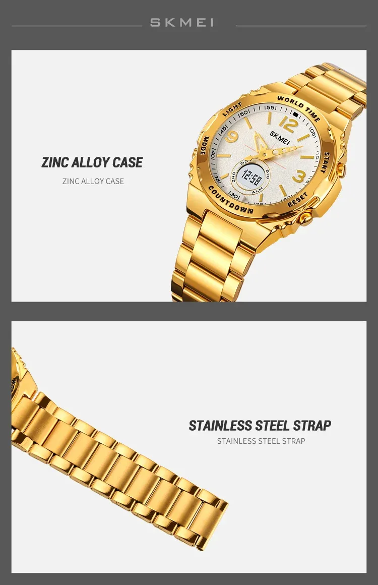 SKMEI Luxury Men's Clock Movement Watches Waterproof Sport Electronic Watch Male Digital Stainless Steel Wristwatch Reloj Hombre
