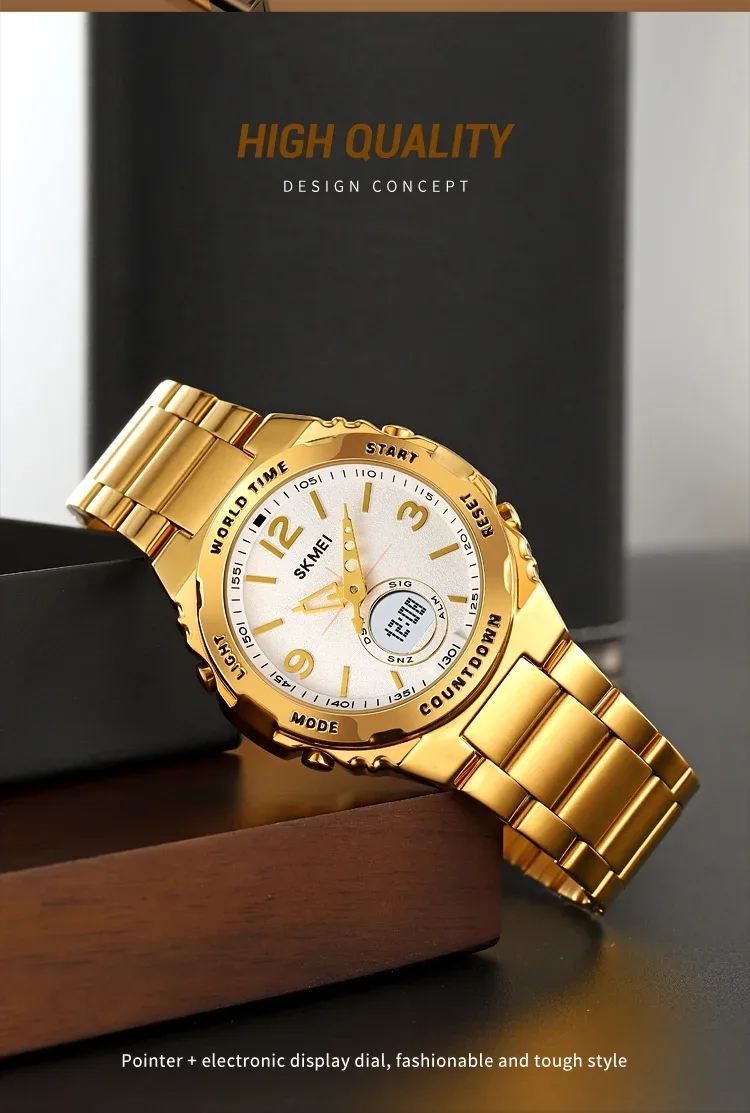 SKMEI Luxury Men's Clock Movement Watches Waterproof Sport Electronic Watch Male Digital Stainless Steel Wristwatch Reloj Hombre