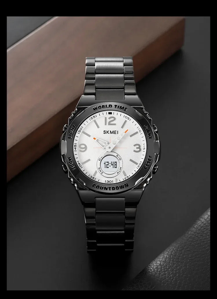 SKMEI Luxury Men's Clock Movement Watches Waterproof Sport Electronic Watch Male Digital Stainless Steel Wristwatch Reloj Hombre