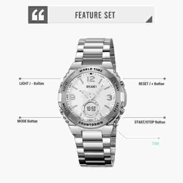 Skmei 2310 World Time Multifunctional Sport Watch for Men with Stainless Steel Band - Image 5