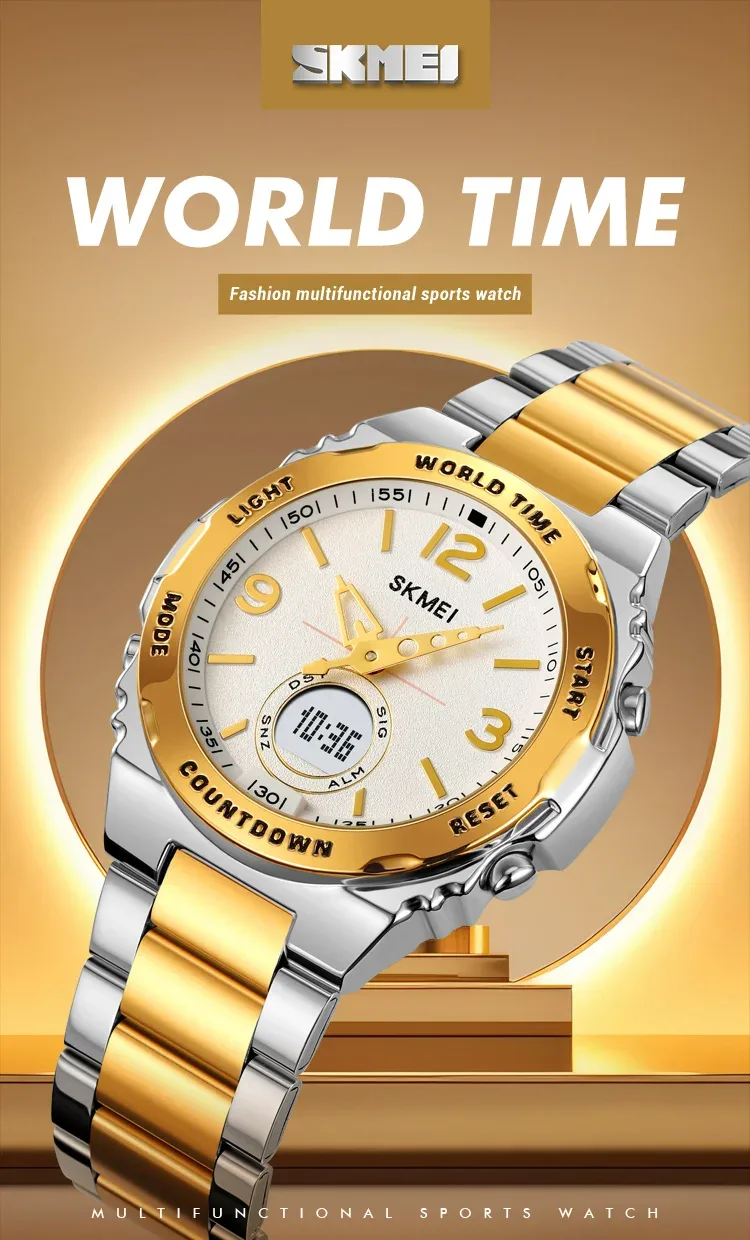 SKMEI Luxury Men's Clock Movement Watches Waterproof Sport Electronic Watch Male Digital Stainless Steel Wristwatch Reloj Hombre