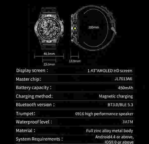 B71 Outdoor Sports Smartwatch Android and iOS (1.43" AMOLED, Bluetooth Calling) - Image 6