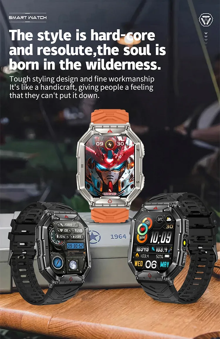SKMEI Outdoor Sport Compass Smart Watches For Men Women 650Mah Battery 3ATM Waterproof Voice Assistant Bluetooth Call Smartｗatch