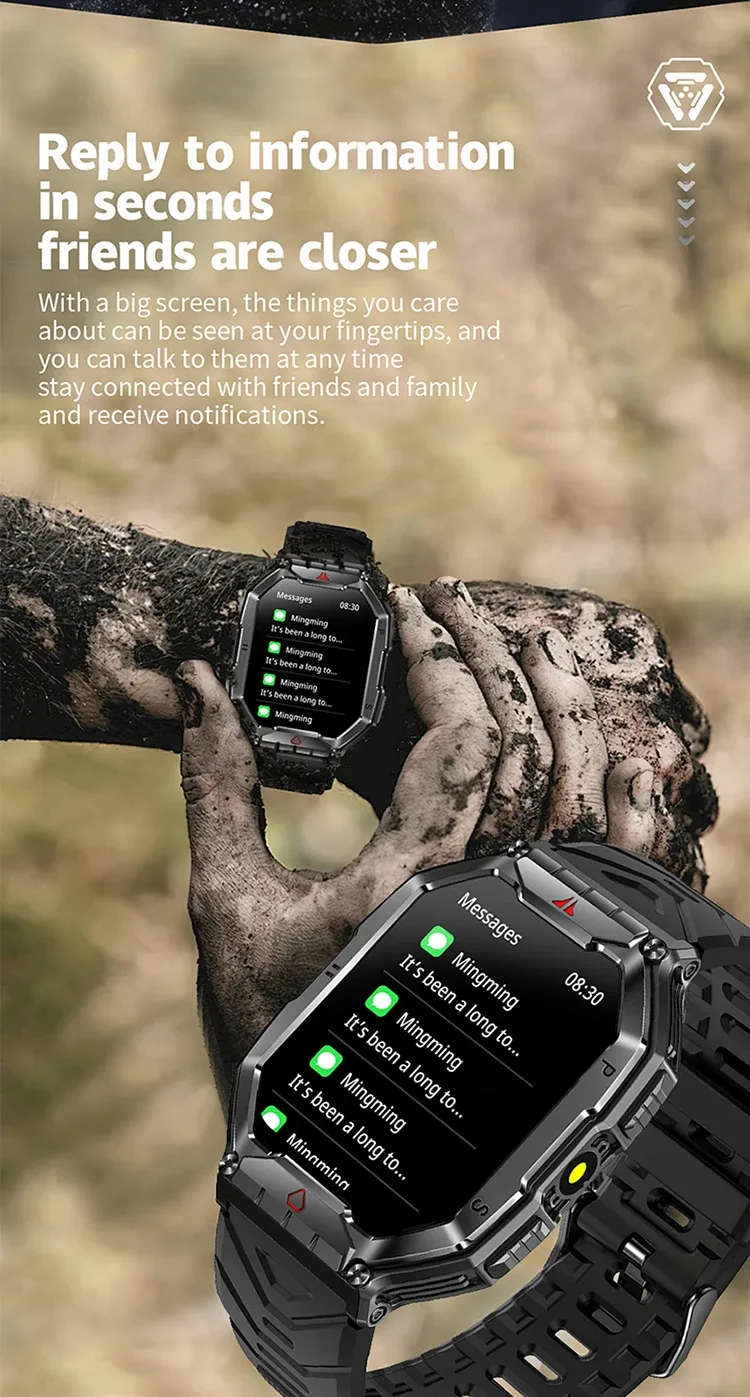SKMEI Outdoor Sport Compass Smart Watches For Men Women 650Mah Battery 3ATM Waterproof Voice Assistant Bluetooth Call Smartｗatch
