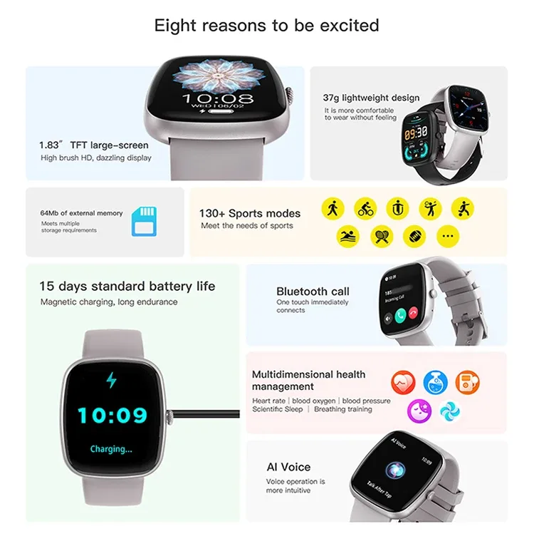 SKMEI Smart Watches 1.83 Inch Waterproof Heart Rate Sports Smartwatch For Men Women Outdoor Military Wristwatch For Android IOS