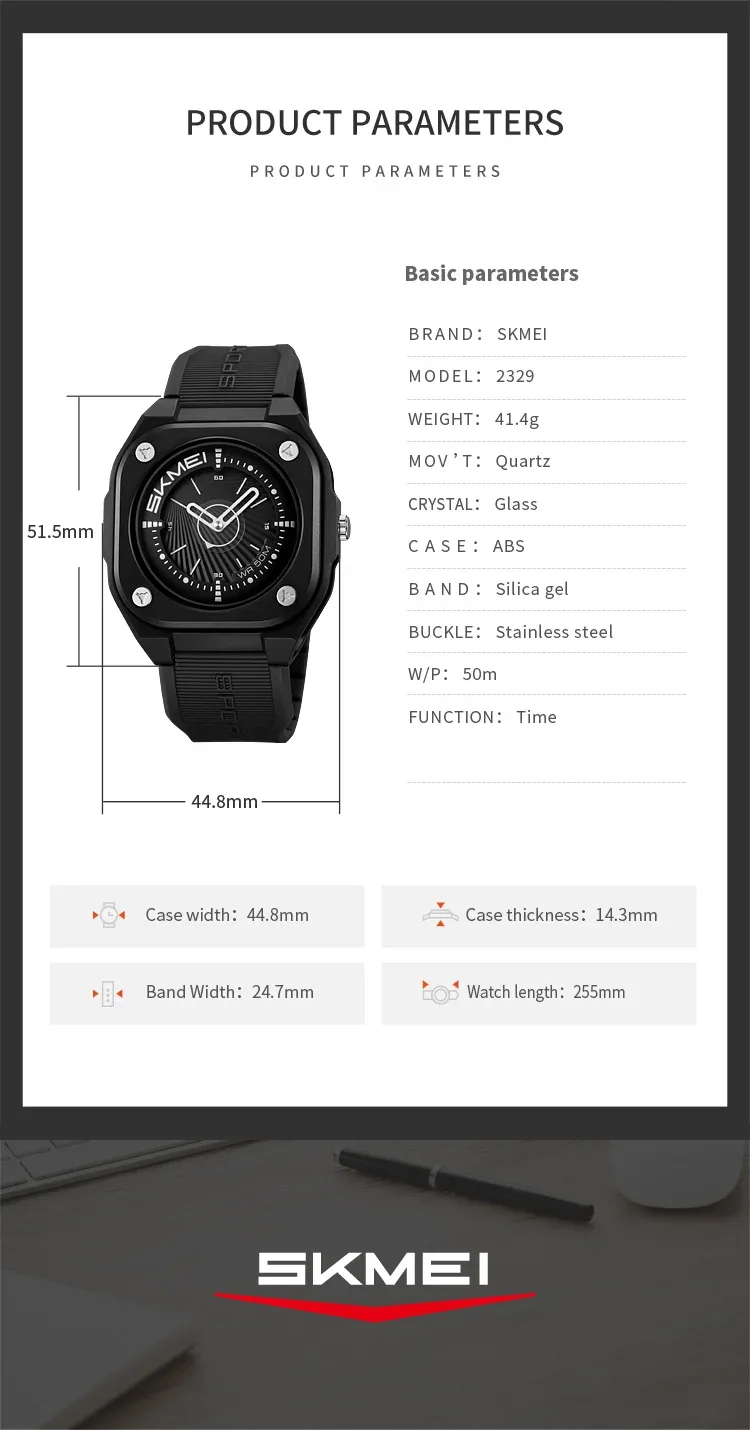 SKMEI Business Orologi Movement Quartz Watches Fashion Sports Watches For Mens Waterproof Wristwatch Alarm Clock Horloges Mannen