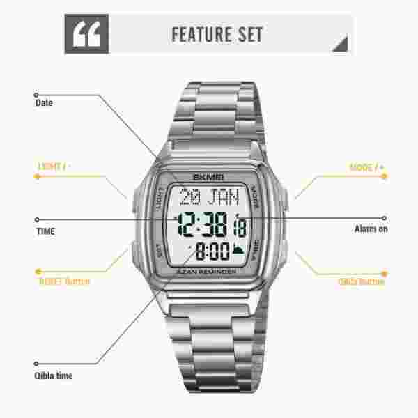 Skmei 2240 Digital Qibla Compass Watch for Muslim Prayer Times and Direction - Image 5