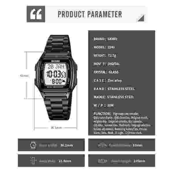 Skmei 2240 Digital Qibla Compass Watch for Muslim Prayer Times and Direction - Image 6