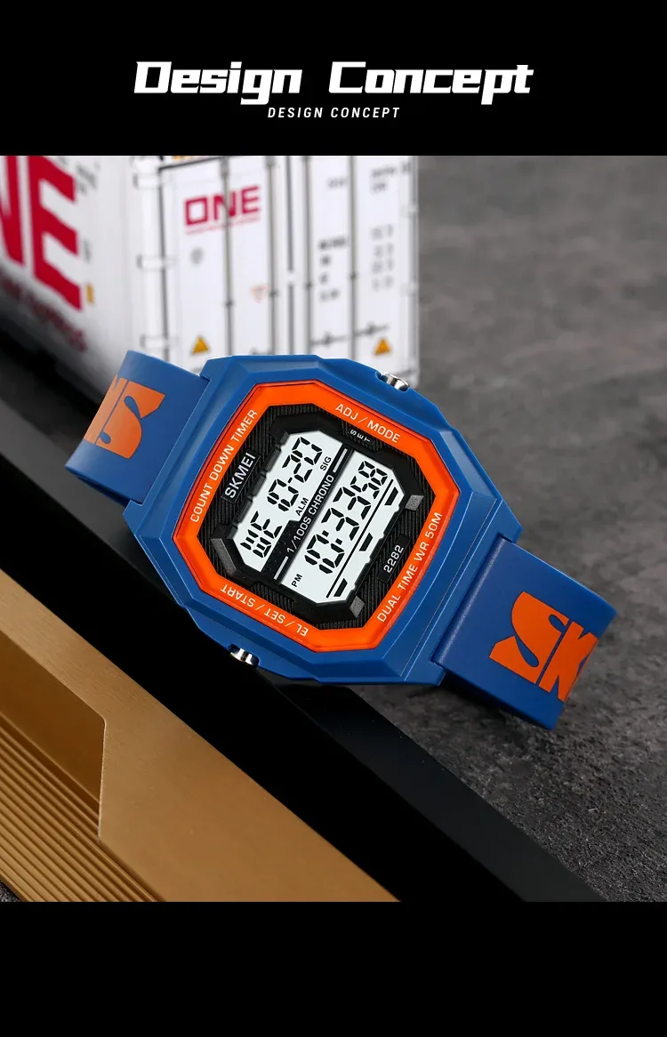 SKMEI Fashion Digital Sport Electronic Watches For Men Women 5Bar Waterproof Stopwatch Countdown Wristwatches Clock Reloj Hombre
