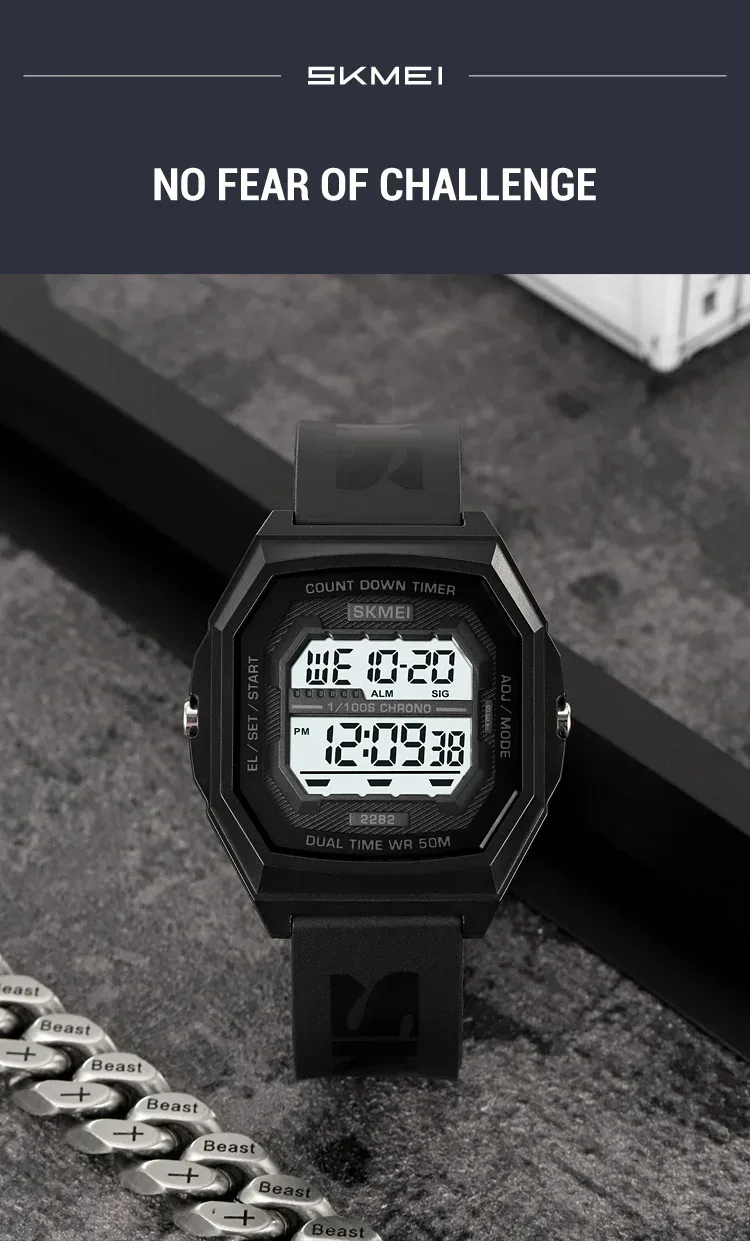 SKMEI Fashion Digital Sport Electronic Watches For Men Women 5Bar Waterproof Stopwatch Countdown Wristwatches Clock Reloj Hombre