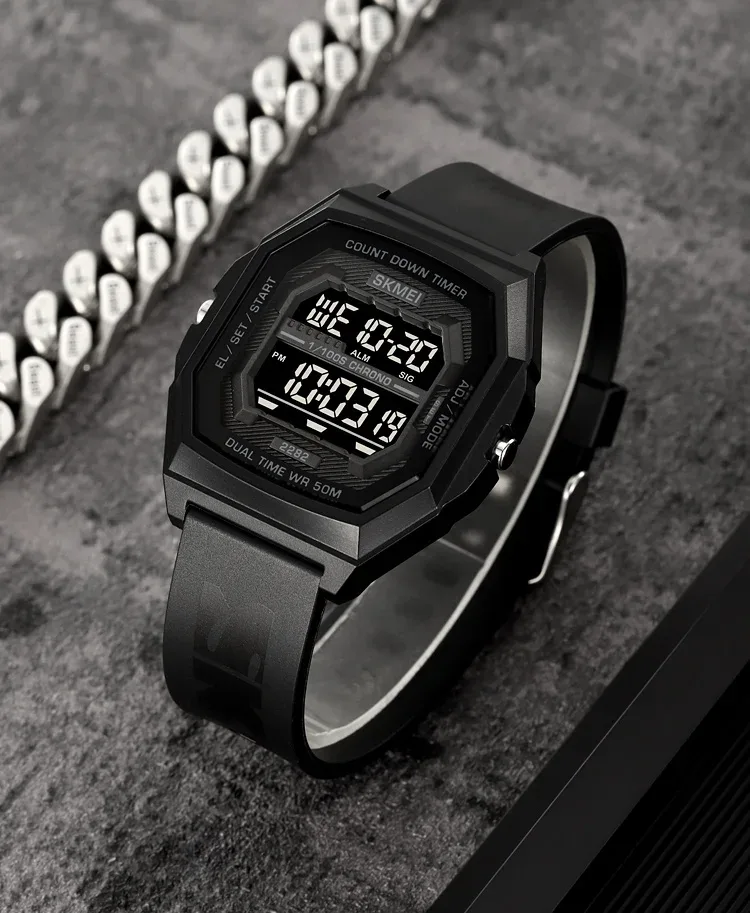 SKMEI Fashion Digital Sport Electronic Watches For Men Women 5Bar Waterproof Stopwatch Countdown Wristwatches Clock Reloj Hombre
