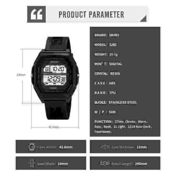 Skmei 2282 Digital Multifunction Sport Watch for Men with 50M Water Resistance - Image 6