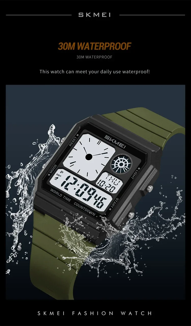 SKMEI Daylight Saving Time Digital Sport Electronic Watch For Men Women Student Waterproof Outdoor Chrono Wristwatch Clock Reloj