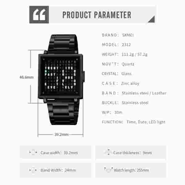 SKMEI 2312 Fashion Military Wristwatch For Men Women Waterproof LED Light Watch - Image 6