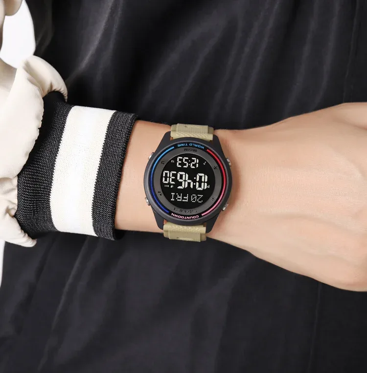 SKMEI Fashion Digital Wristwatches For Men Women Outdoor Waterproof World Time Clock Watches Sports Military Watch Reloj Hombre