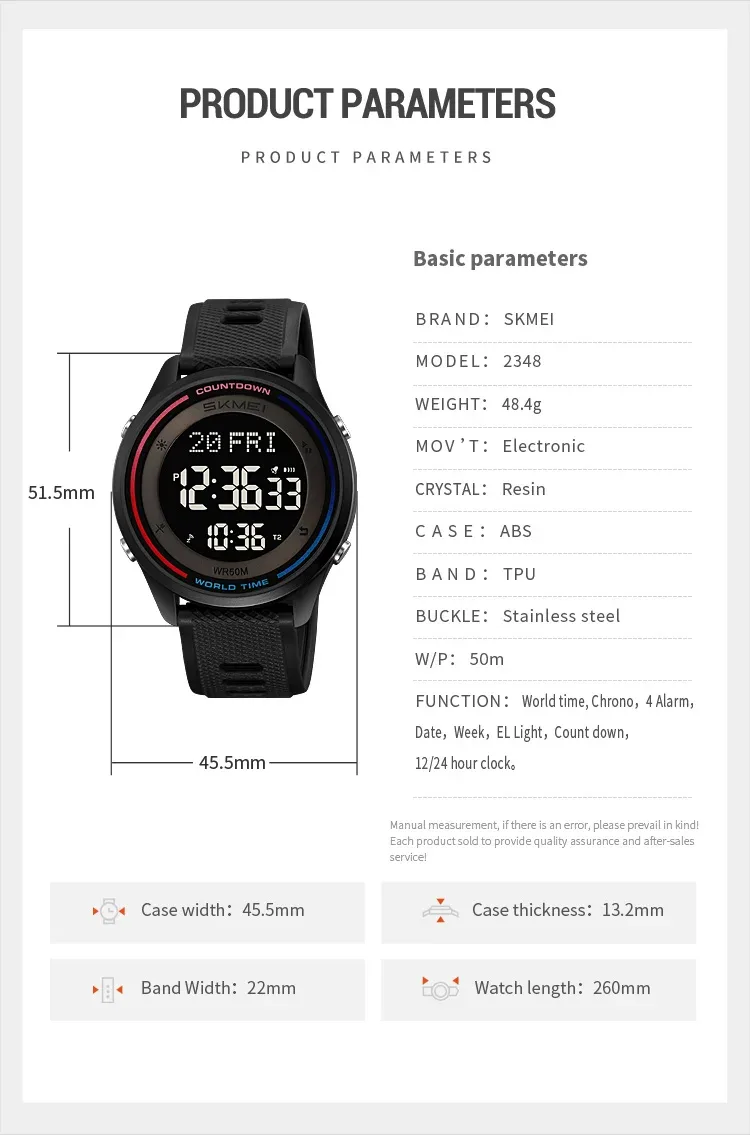 SKMEI Fashion Digital Wristwatches For Men Women Outdoor Waterproof World Time Clock Watches Sports Military Watch Reloj Hombre