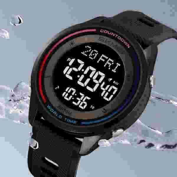 Skmei 2348 World Time Digital Sport Watch for Men with 50M Waterproof (Multiple Colors) - Image 2