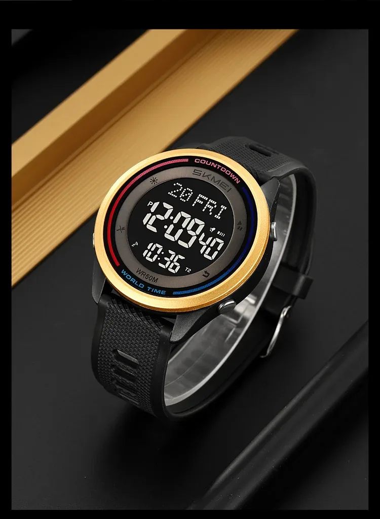 SKMEI Fashion Digital Wristwatches For Men Women Outdoor Waterproof World Time Clock Watches Sports Military Watch Reloj Hombre