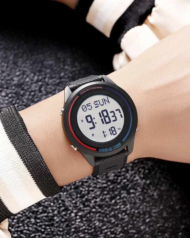 SKMEI Fashion Digital Wristwatches For Men Women Outdoor Waterproof World Time Clock Watches Sports Military Watch Reloj Hombre