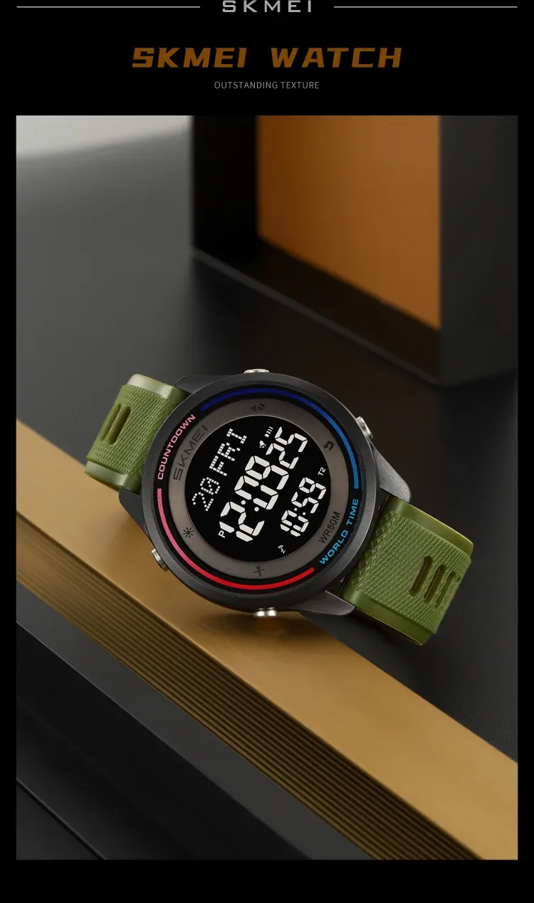 SKMEI Fashion Digital Wristwatches For Men Women Outdoor Waterproof World Time Clock Watches Sports Military Watch Reloj Hombre