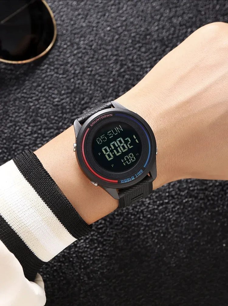 SKMEI Fashion Digital Wristwatches For Men Women Outdoor Waterproof World Time Clock Watches Sports Military Watch Reloj Hombre