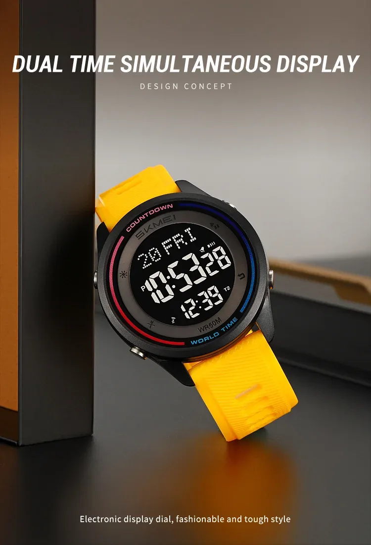 SKMEI Fashion Digital Wristwatches For Men Women Outdoor Waterproof World Time Clock Watches Sports Military Watch Reloj Hombre