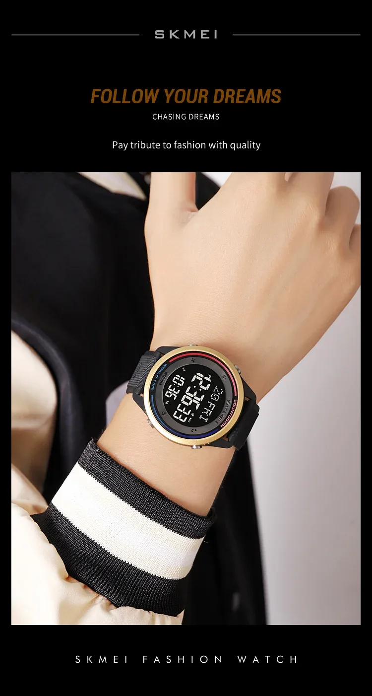 SKMEI Fashion Digital Wristwatches For Men Women Outdoor Waterproof World Time Clock Watches Sports Military Watch Reloj Hombre