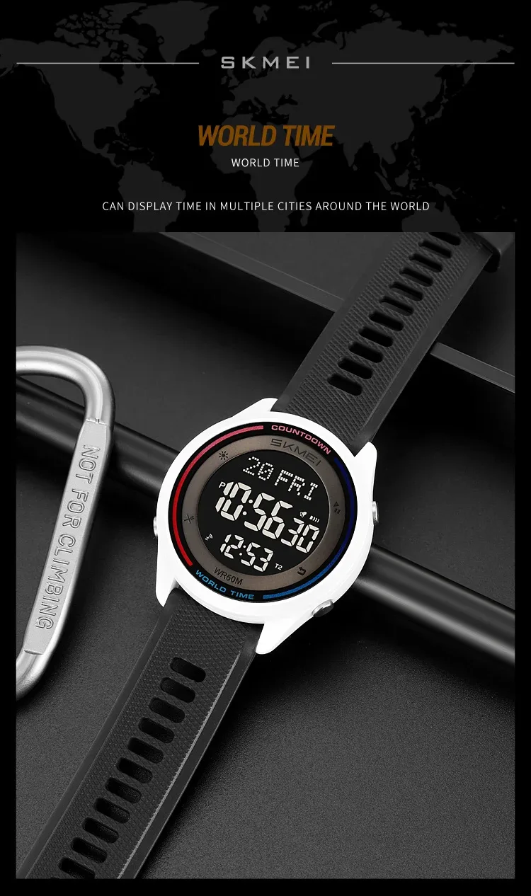 SKMEI Fashion Digital Wristwatches For Men Women Outdoor Waterproof World Time Clock Watches Sports Military Watch Reloj Hombre