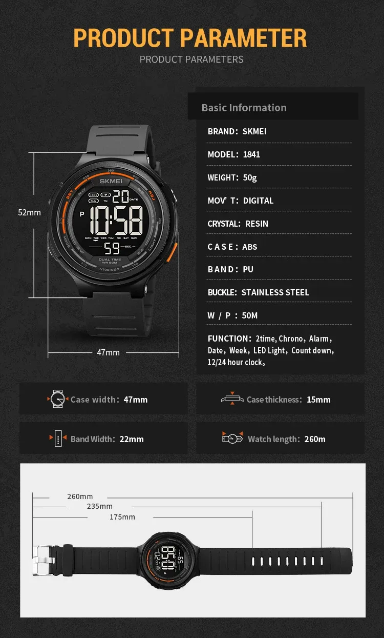 SKMEI Fashion Japan Digital Watches For Men Women Outdoor Waterproof Alarm Clock Sports Wristwatch Military Watch Reloj Hombre