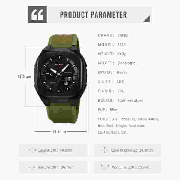 Skmei 2328 Digital Sport Watch for Men with World Time and 50M Water Resistance - Image 6