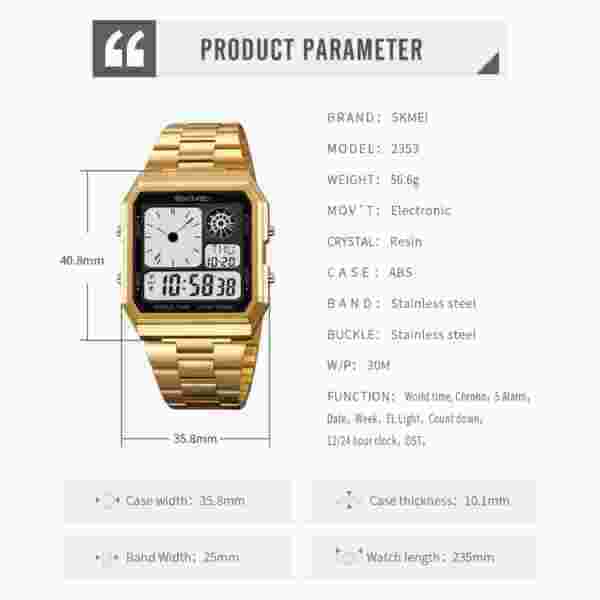 Skmei 2353 Multifunction Digital Sport Watch for Men with World Time and 30M Water Resistance - Image 6