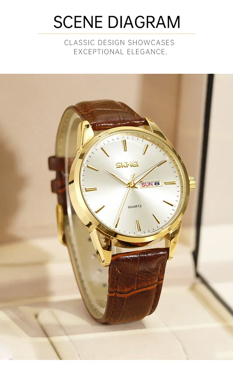 SKMEI Luxury Movement Quartz Watch For Men Women Business Date Week Wristwatch Fashion Design Waterproof Time Clock Reloj Hombre